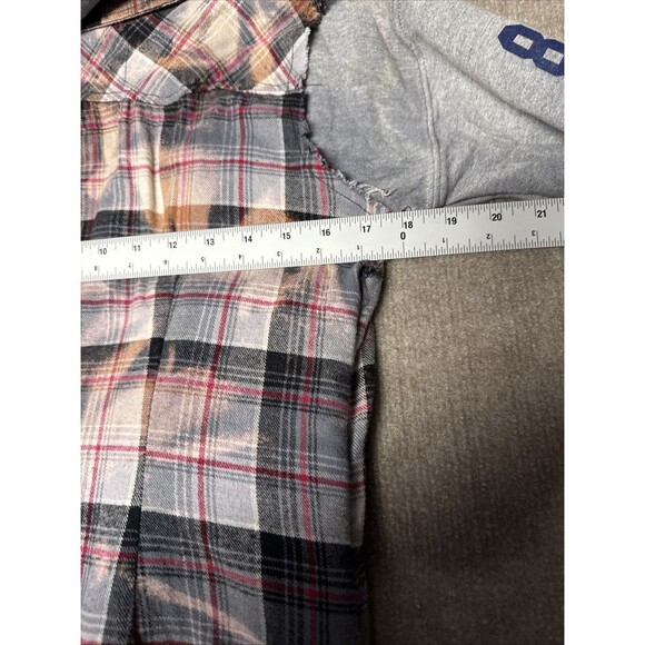 JAK Mixed Media Hoodie Med Flannel Jacket NWT Distressed Grunge Urban Streetwear - Picture 8 of 9
